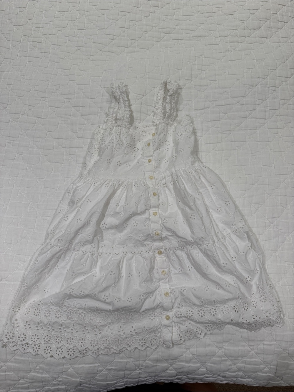 White Eyelet Button-Front Sundress for Kids